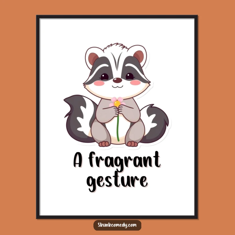 Funny Skunk Flower Digital Print - Instant Sweet Wall Art Download