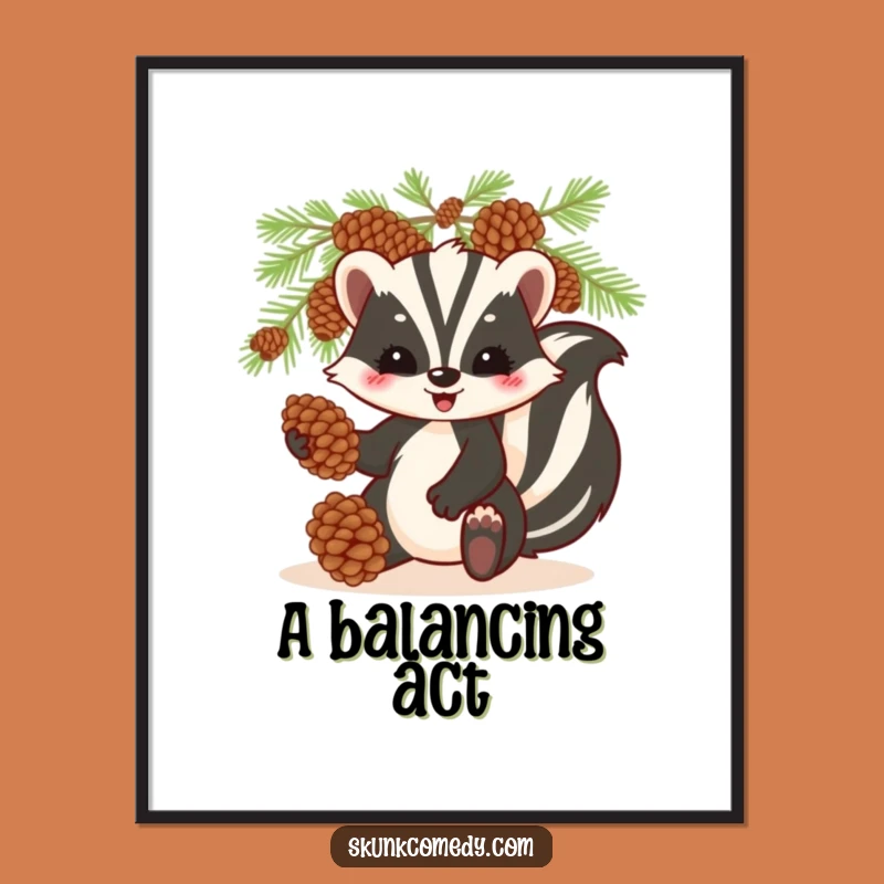 Funny Skunk Juggling Digital Art: Instant Woodland Decor, Hilarious Gift!