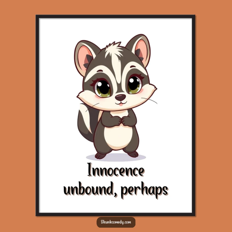 Funny Innocent Skunk Skip Digital Art: Instant Cute Skunk Joy Download