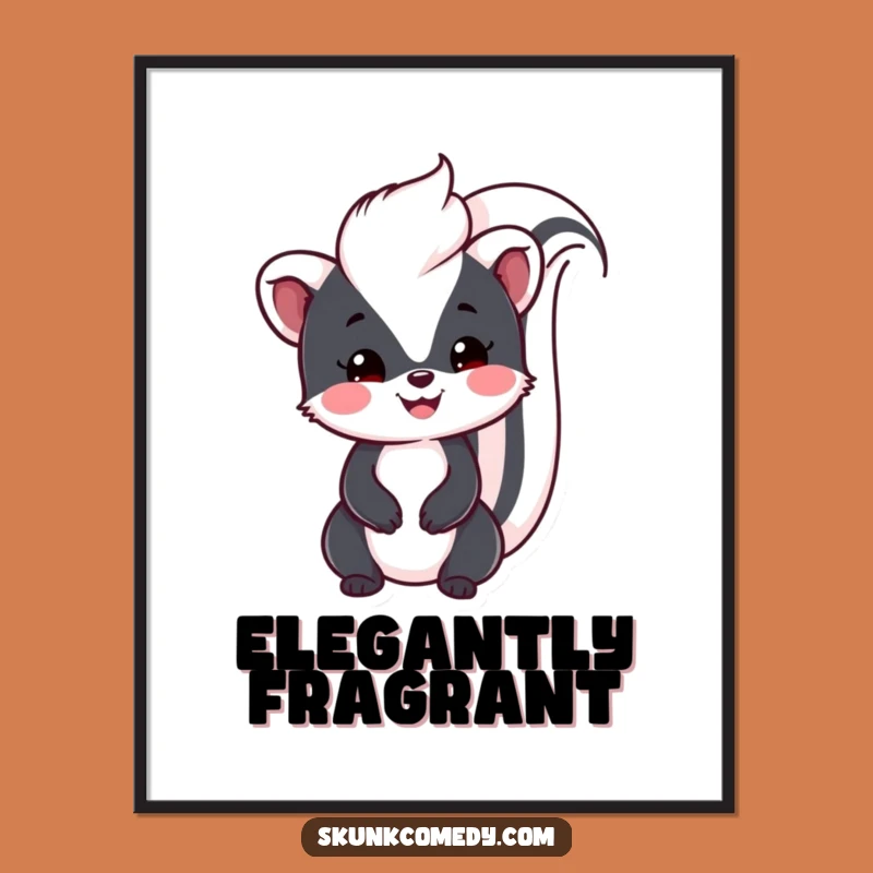 Instant Funny Kawaii Skunk Art: Friendly smile, a downloadable funny gift for quick charm.