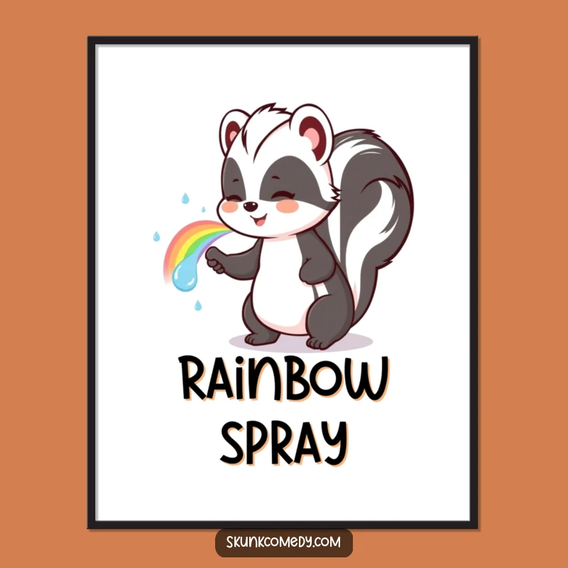 Funny Rainbow Skunk Digital Art: Instant Color & Cheer!