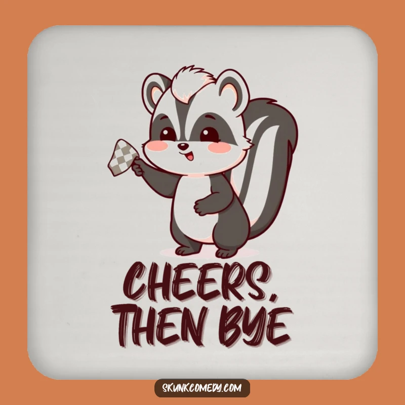 Funny Skunk Farewell Coasters (Set of 4): Protect Surfaces with Humorous Charm