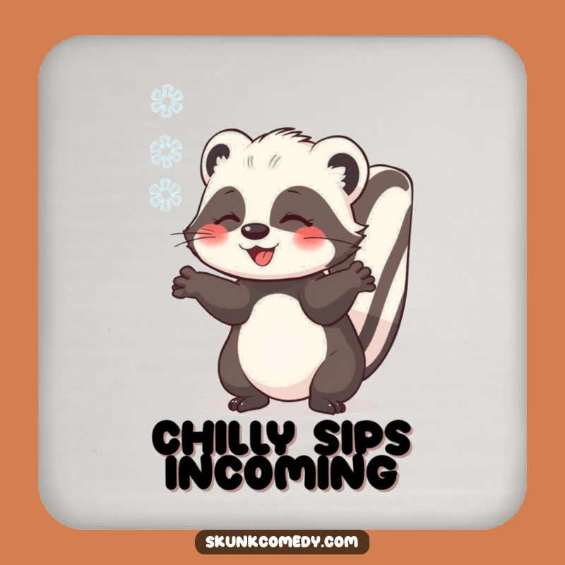 Funny Skunk Snowflake Coaster Set - Cute Winter Drink Protection, Perfect Gift