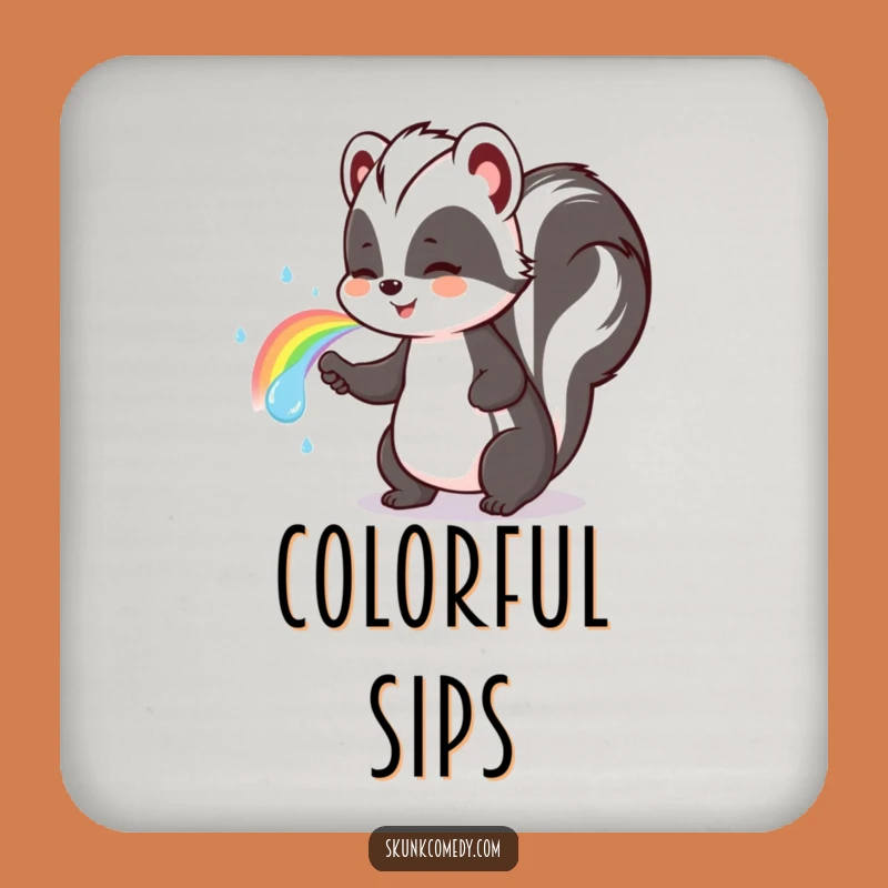 Funny Rainbow Skunk Coasters: Protect & Party in Color!
