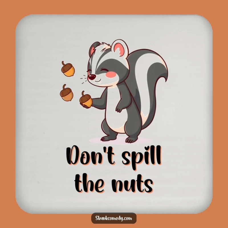 Set of Funny Skunk Juggling Coasters: Protect Tables with Humor!