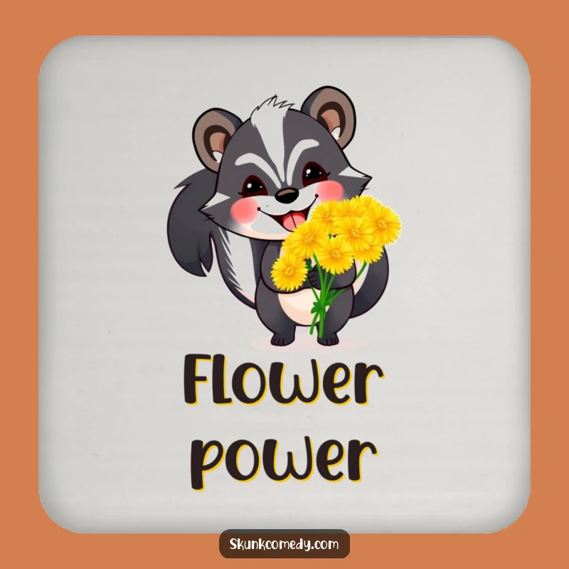 Funny Skunk Dandelion Coasters (Set of 4): Protect Surfaces with Floral Humor