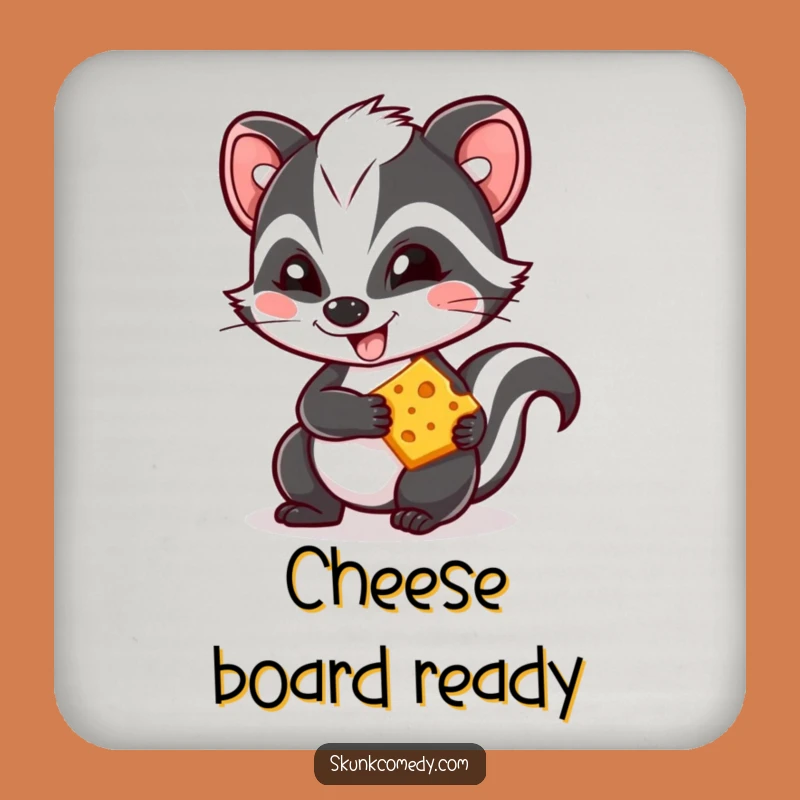 Funny Kawaii Skunk Cheese Coaster - Protect Tables with Cute Charm Gift