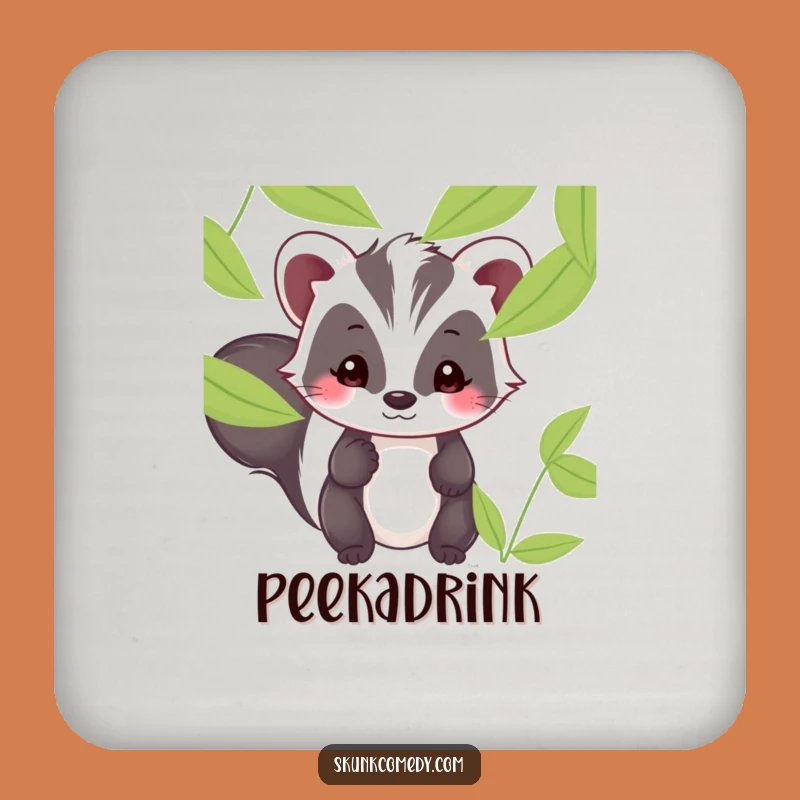 Funny Kawaii Skunk Peek Coaster - Protect Surfaces with Shy Charm!