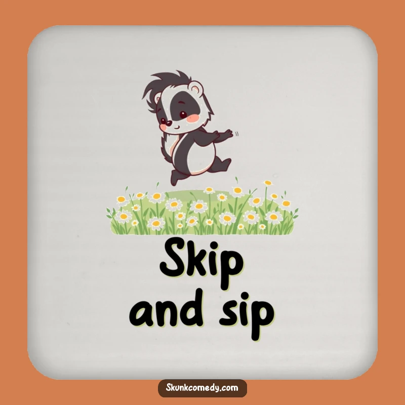 Funny Skunk Skipping Coaster - Cheerful Animal Table Protector Gift
