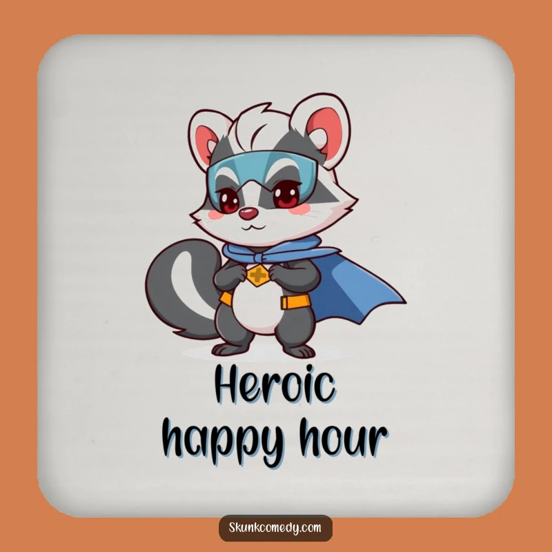 Funny Skunk Superhero Coaster: Protect Surfaces with Heroic Skunk Flair
