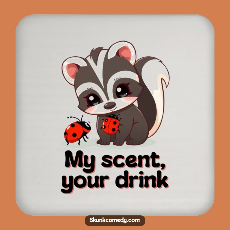 Funny Skunk and Ladybug Coaster Set - Cute Drink Protector, Perfect Gift