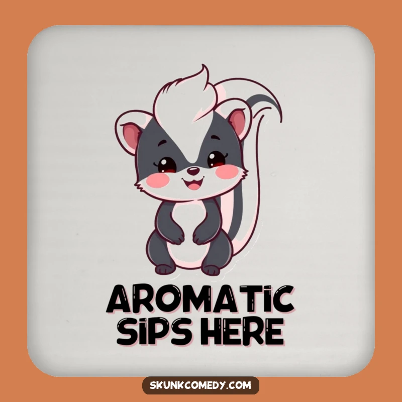 Protective Funny Kawaii Skunk Coaster: Friendly touch, a cute funny gift for tables.
