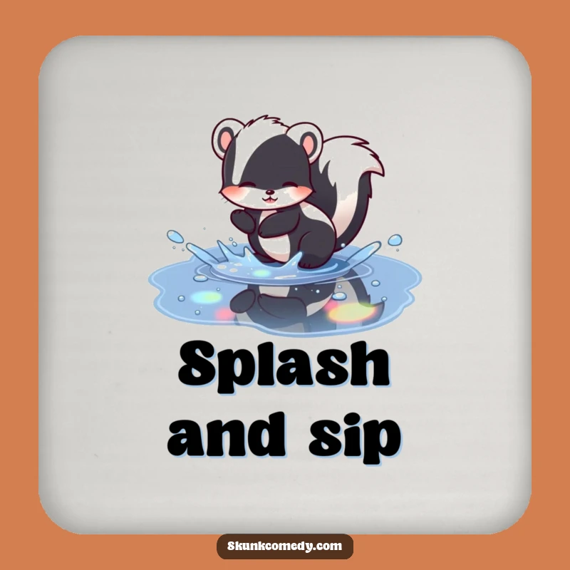 Funny Skunk Rainbow Coasters (Set of 4): Protect Surfaces with Humorous Style