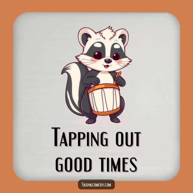 Funny Skunk Drummer Coaster: Protect Surfaces with Rhythmic Skunk Flair