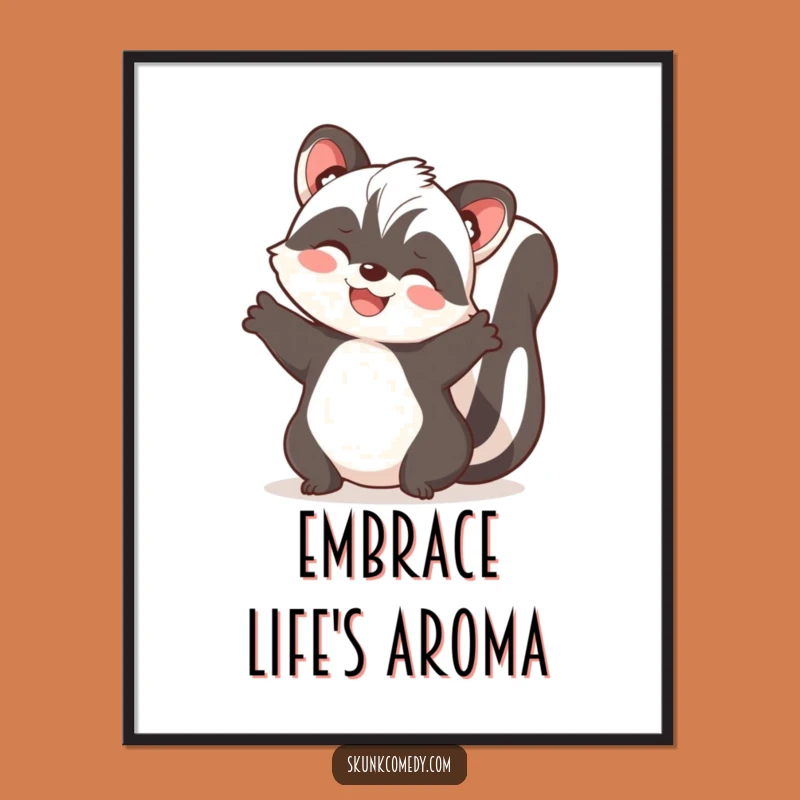 Funny Joyful Skunk Embrace Poster: Spread Hugs With This Happy Skunk Art