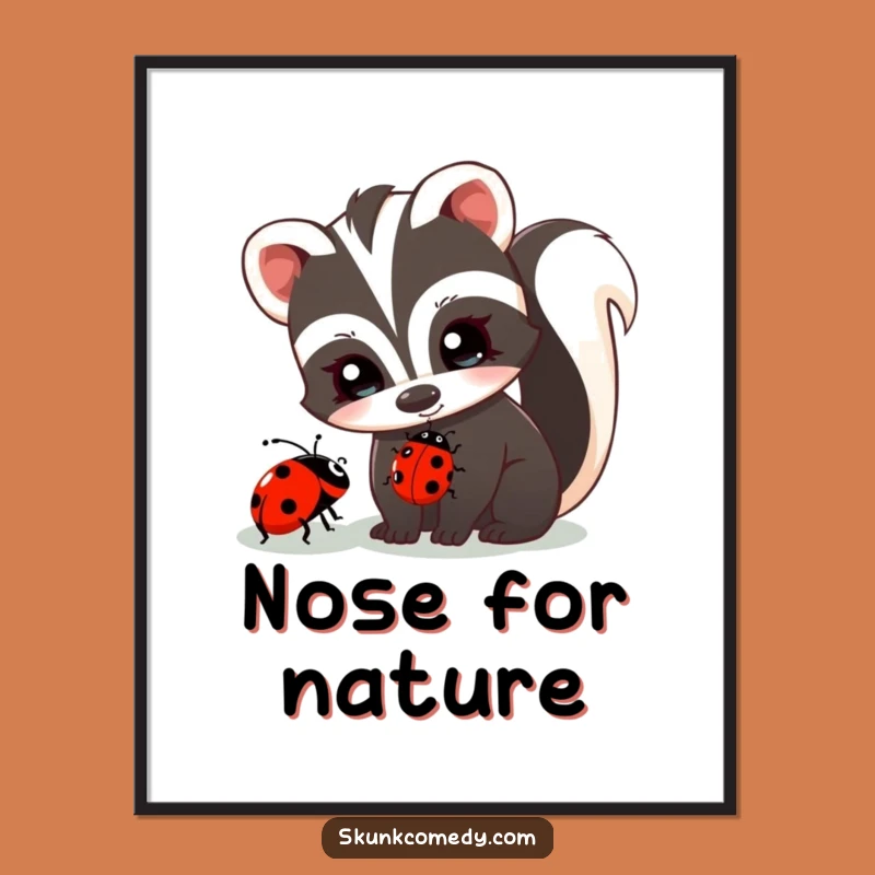Funny Skunk and Ladybug Poster - Adorable Wall Art, Whimsical Animal Gift