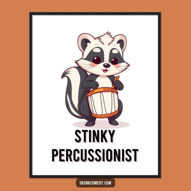 Funny Skunk Drummer Poster: Rock Your Walls with Comical Skunk Art