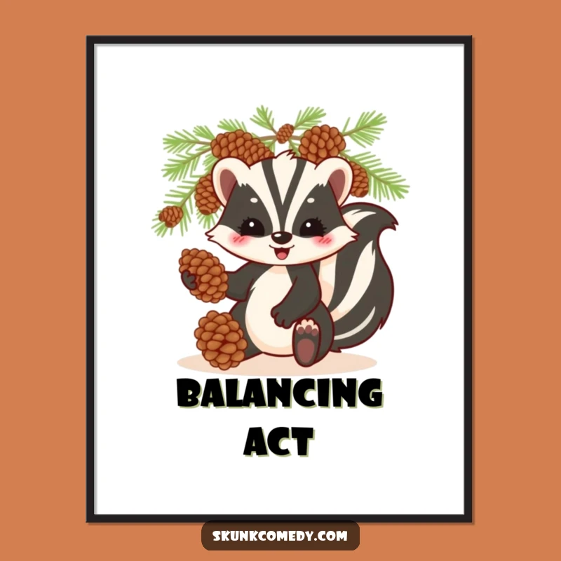 Funny Skunk Juggling Poster: Whimsical Wall Art, Hilarious Nature Gift!