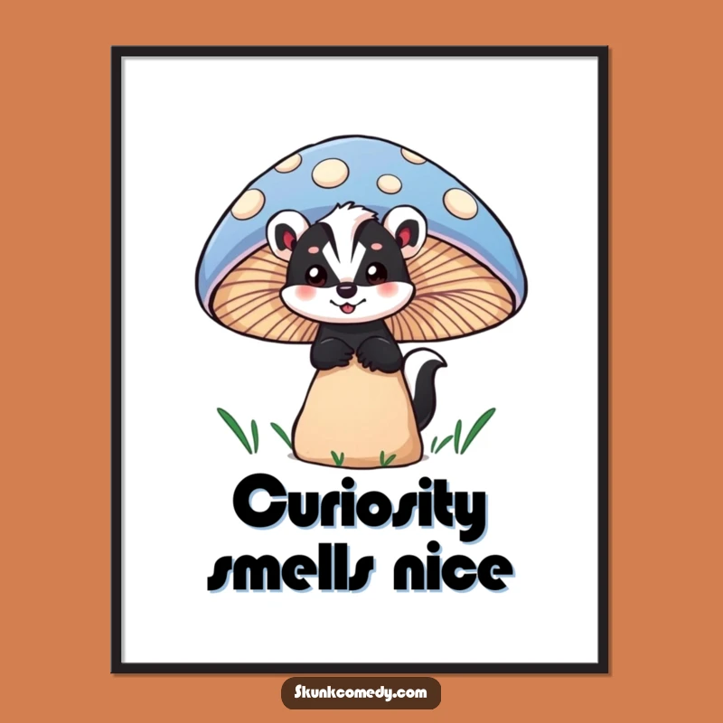 Funny Skunk Mushroom Art Poster: Bring Enchanting Wonder to Your Walls