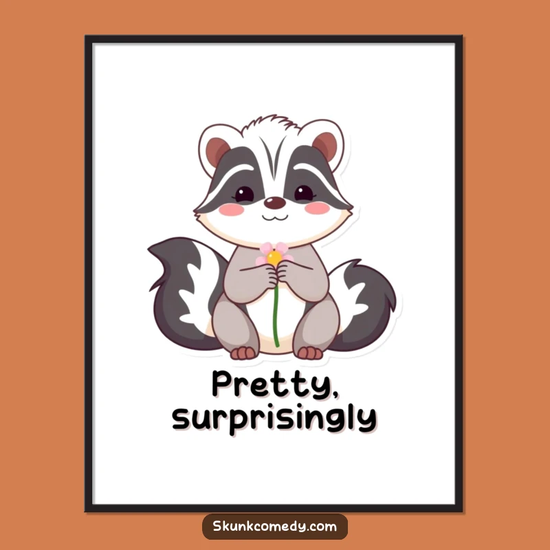 Funny Skunk Flower Poster - Whimsical Art & Sweet Pup Gift Idea