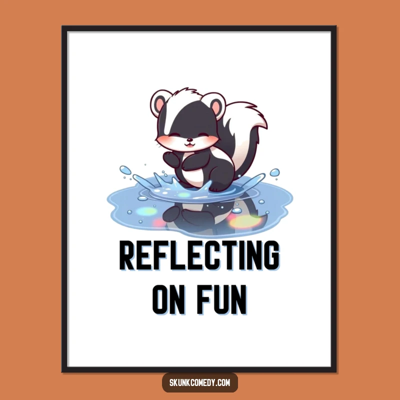 Funny Skunk Rainbow Puddle Poster: Vibrant Art for a Joyful Home