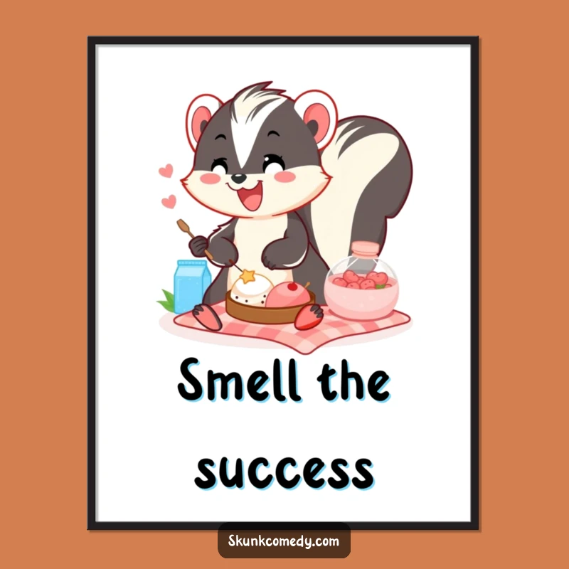 Funny Skunk Picnic Poster: Brighten Your Walls with This Joyful and Hilarious Artwork, Great Gift!