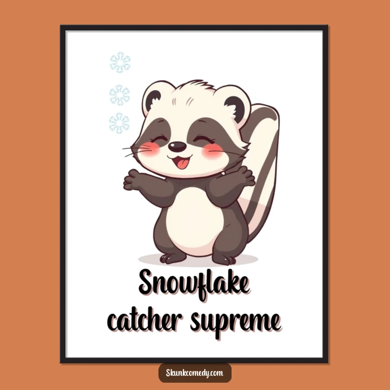 Funny Skunk Snowflake Poster - Charming Winter Wall Art, Whimsical Gift