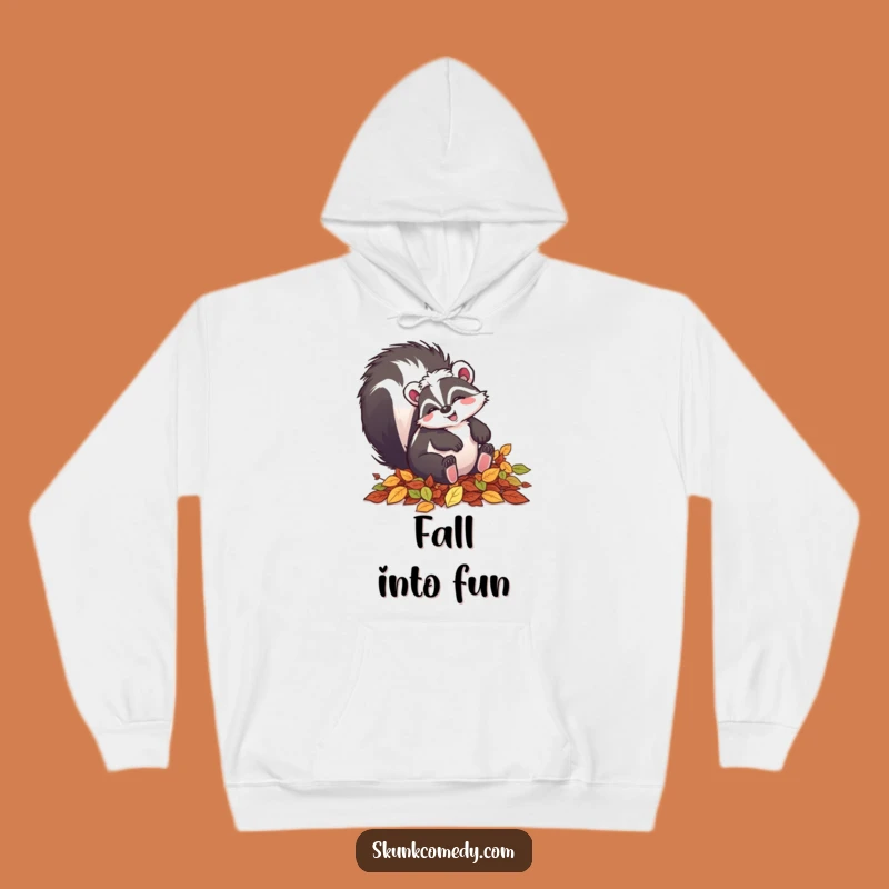 Cozy Funny Leaf Tumbling Skunk Hoodie: Fall Comfort!