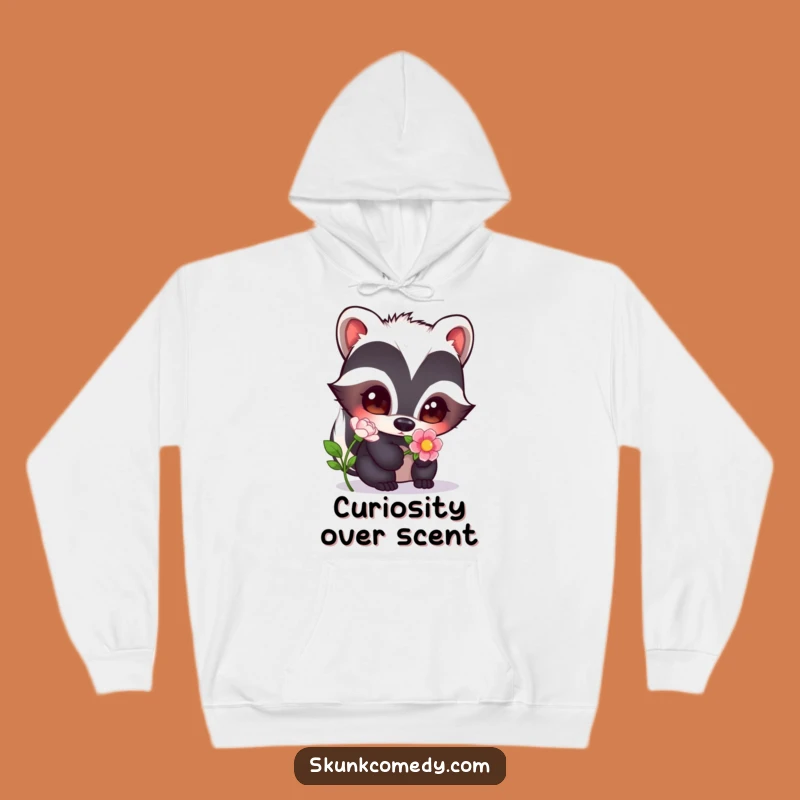 Funny Curious Skunk Hoodie: Cozy Flower Sniffer, Ideal Humorous Gift