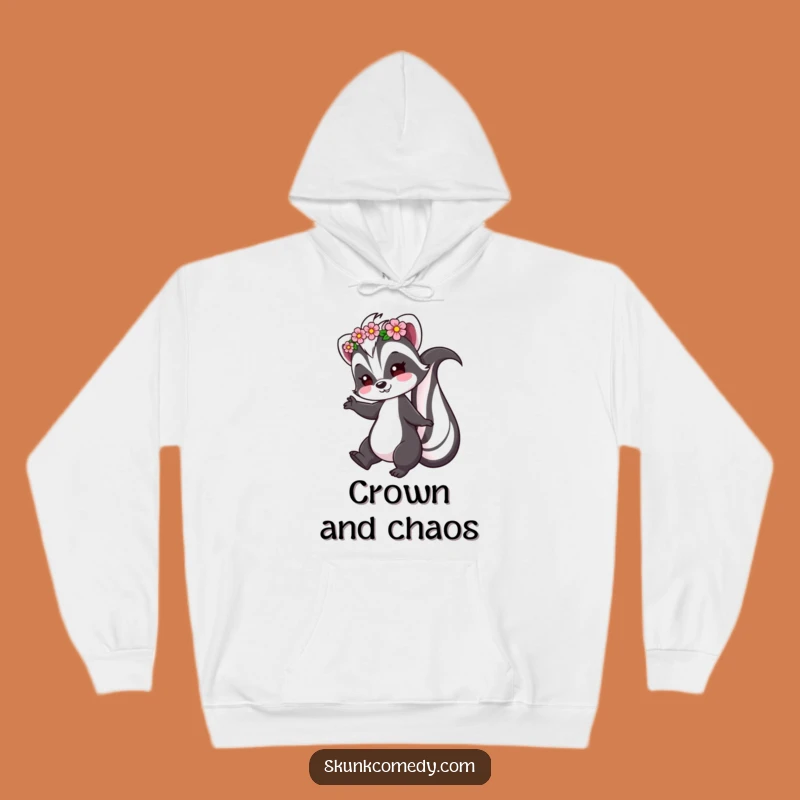 Funny Skunk Hoodie: Cozy Flower Crown Animal Gift Twirling