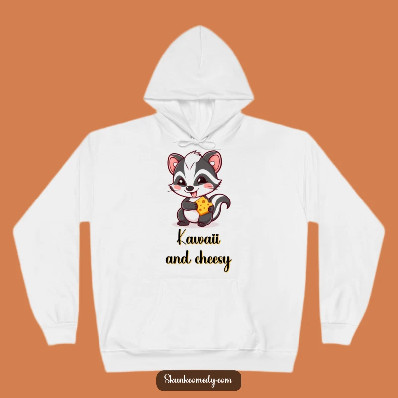 Funny Kawaii Skunk Cheese Hoodie - Cozy & Adorable Humor Gift