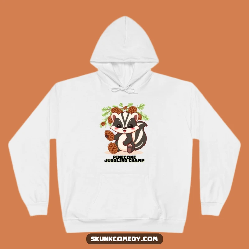 Funny Skunk Juggling Hoodie: Cozy Comfort, Hilarious Woodland Gift!