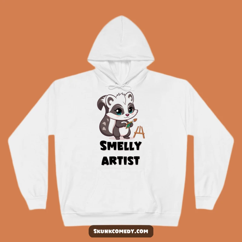 Funny Skunk Hoodie: Cozy Artist, Tiny Easel, Perfect Gift!