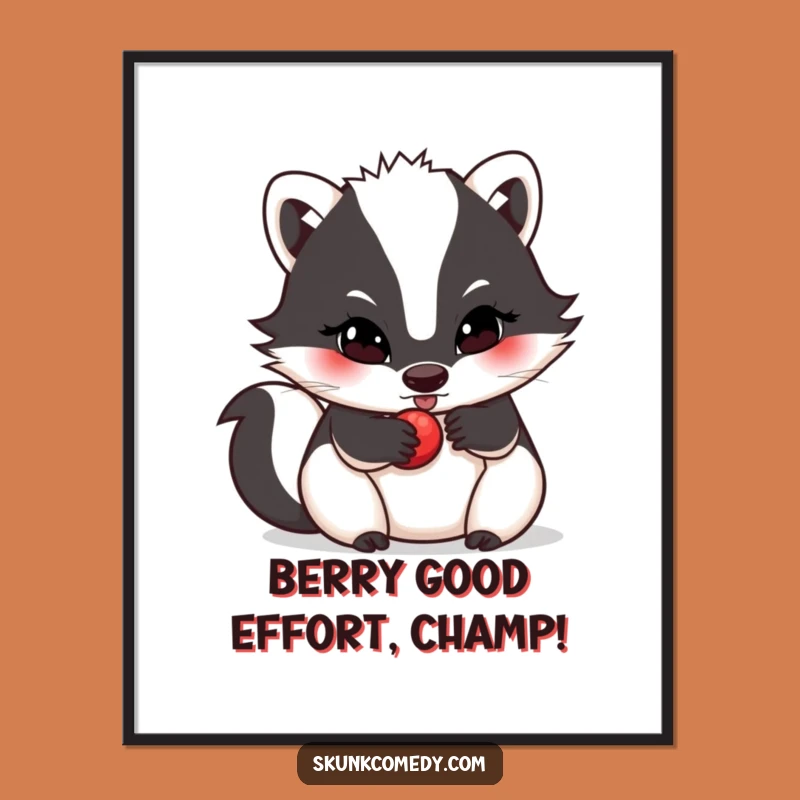 Free Printable Skunk Wall Art: Determined Berry Roller, Funny Downloadable Art