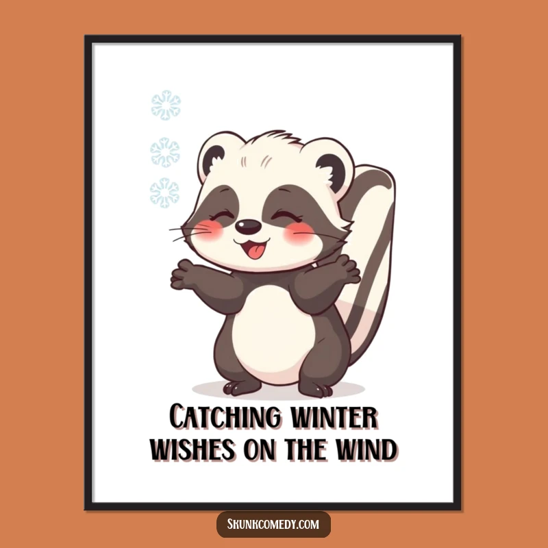 Free Printable Wall Art: Cozy Skunk Snowflake Embrace Downloadable Decor