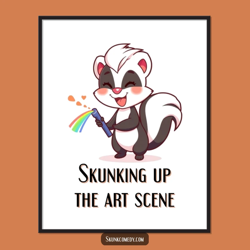 Free Printable Wall Art: Funny Skunk Rainbow Spray - Quirky Downloadable Decor Gift!