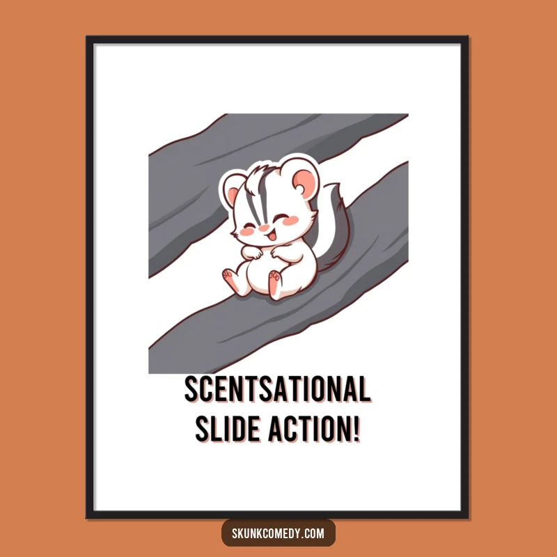 Free Printable Wall Art: Giggling Skunk Slide, Funny Downloadable Decor