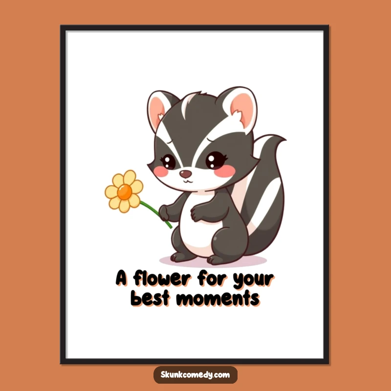 Free Printable Wall Art: Kawaii Skunk Flower Charm, Hilarious Downloadable Decor