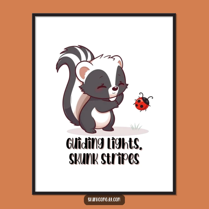 Funny Free Printable Wall Art: Skunk Guides Ladybug, Whimsical Downloadable Decor!