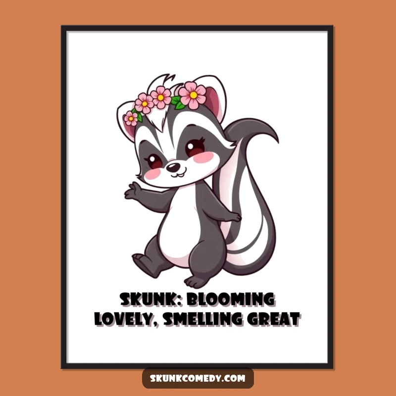 Funny Free Printable Wall Art: Twirling Skunk Flower Crown Decor