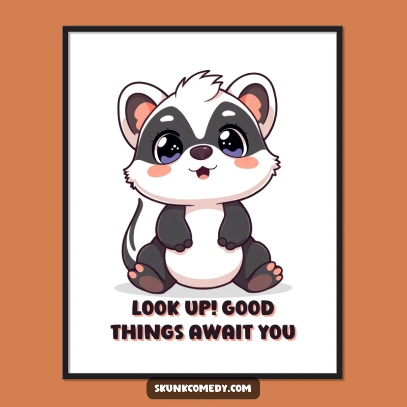 Free Printable Wall Art: Surprised Kawaii Skunk Eyes, Hilarious Downloadable Decor