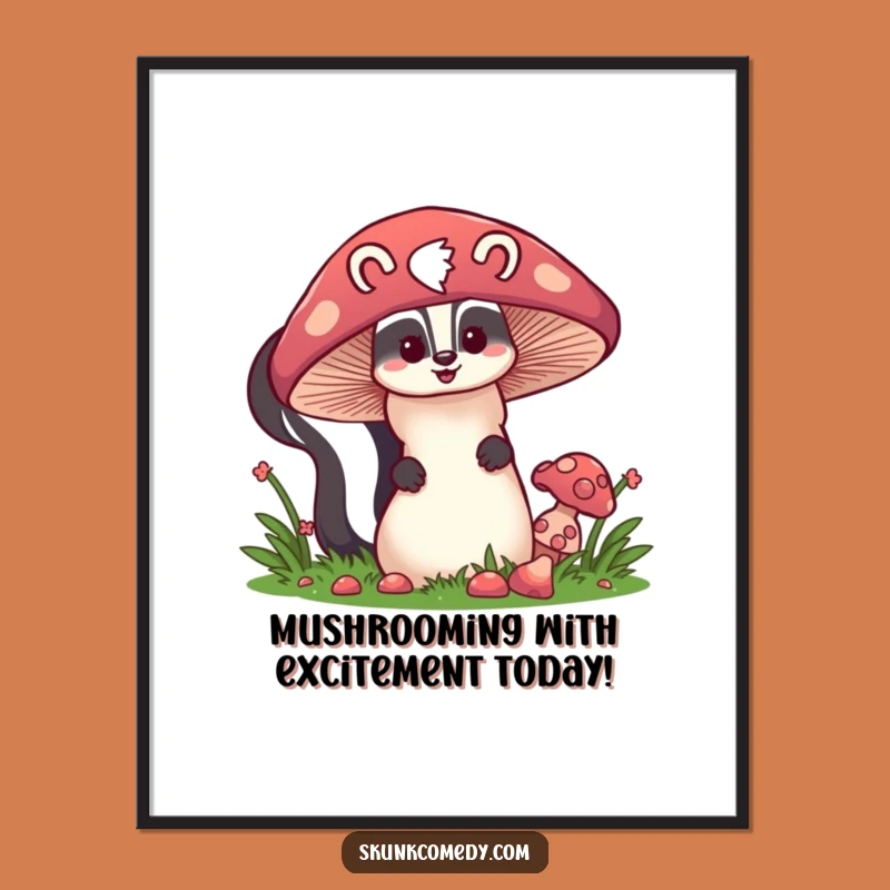 Free Printable Wall Art: Whimsical Skunk Mushroom Hideaway Downloadable Decor