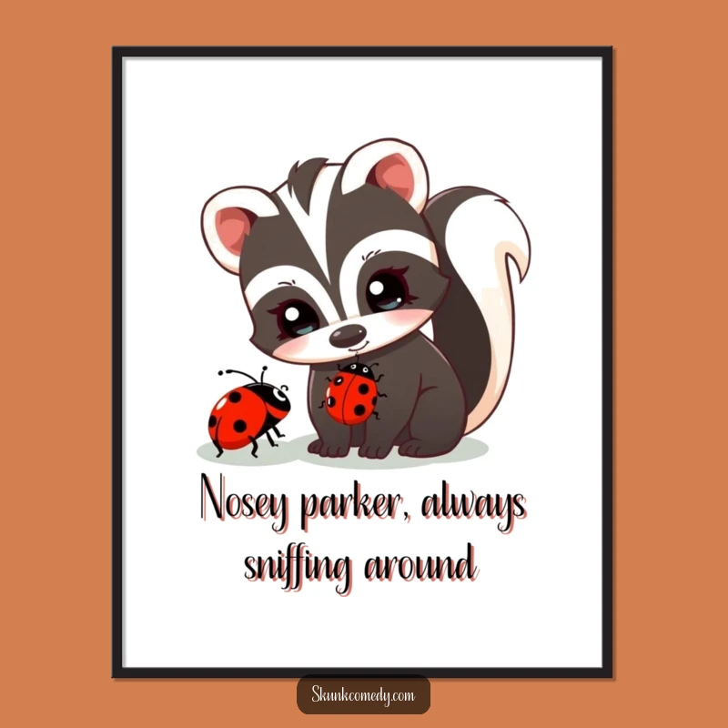 Free Printable Wall Art: Funny Skunk & Ladybug Curious Observation Downloadable Decor