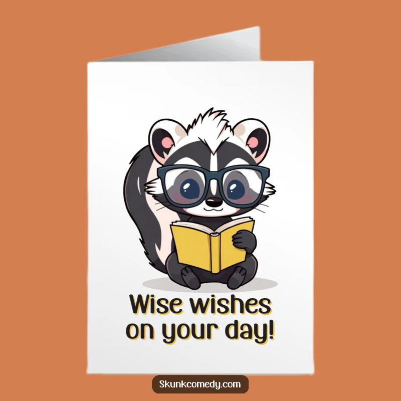 Free Printable Birthday Card: Smart Skunk Book Worm Card - Funny Downloadable Gift