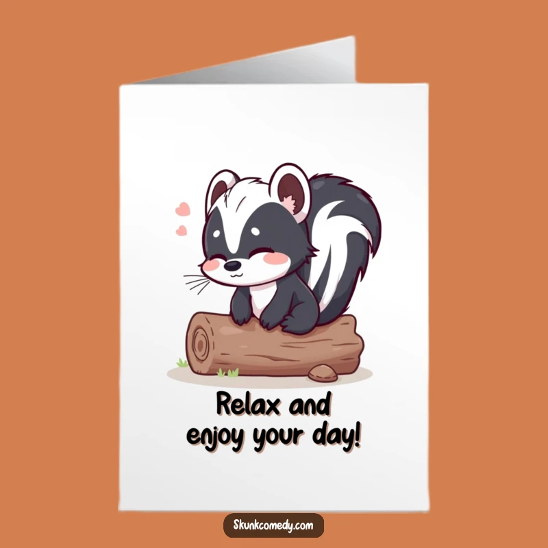 Free Printable Skunk Log Birthday Card: Funny Relaxed DIY Downloadable Gift