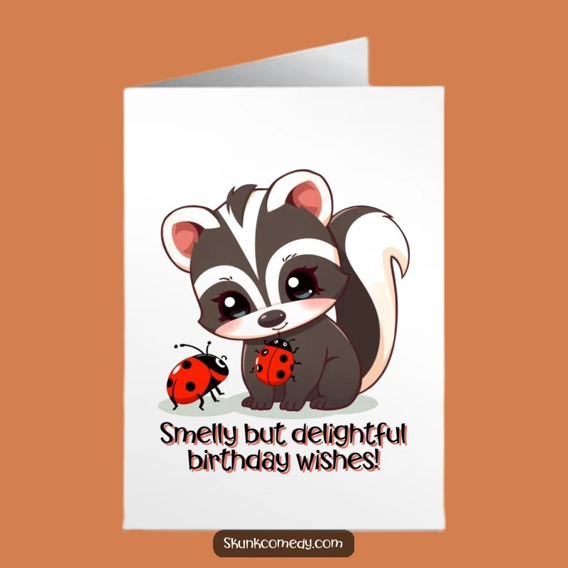 Free Printable Birthday Card: Funny Skunk & Ladybug Laugh Out Loud Downloadable Gift