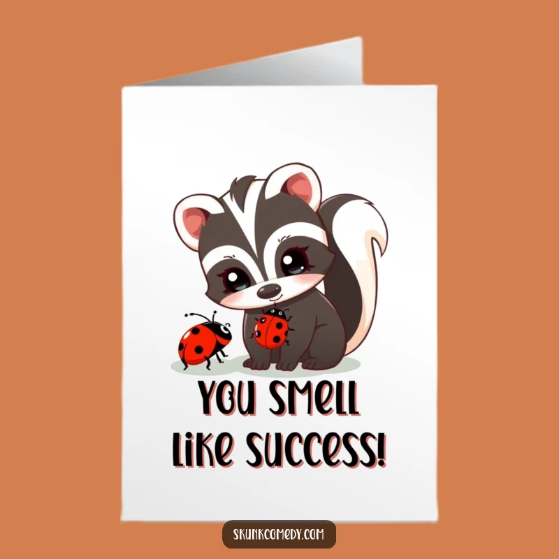 Free Printable Congrats Card: Amusing Skunk & Ladybug Celebration Downloadable Gift