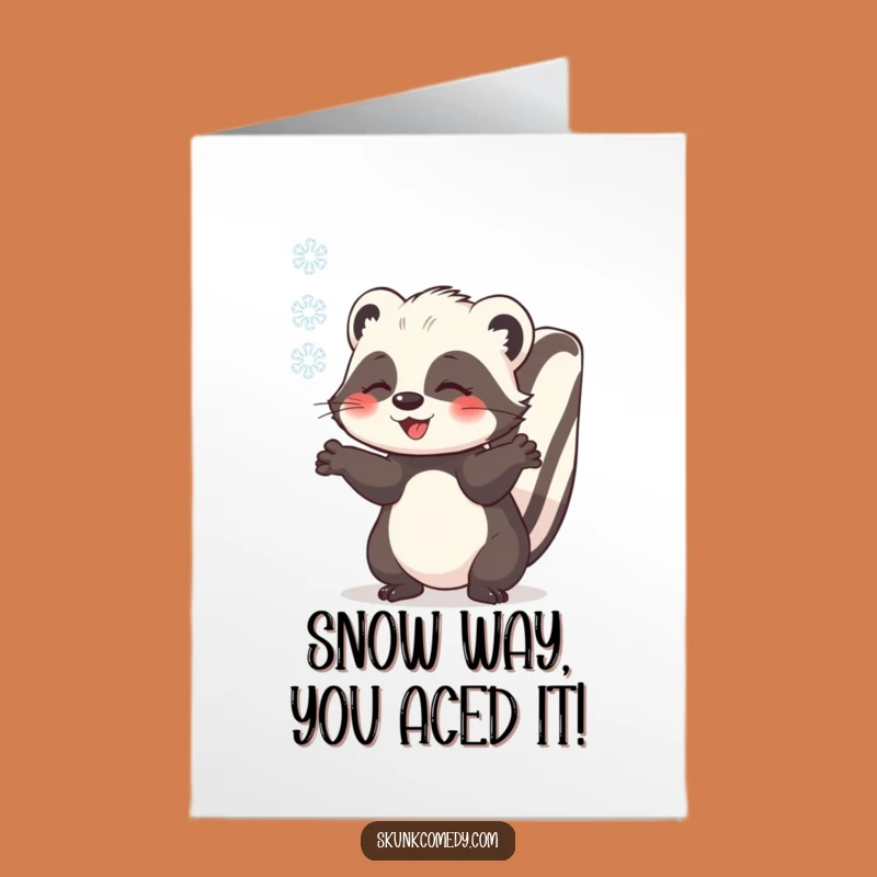 Free Printable Congrats Card: Winter Skunk Snowflake Moment Downloadable Gift