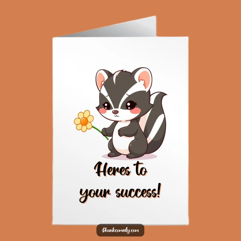 Free Printable Congrats Card: Kawaii Skunk Flower, Perfect Downloadable Gift