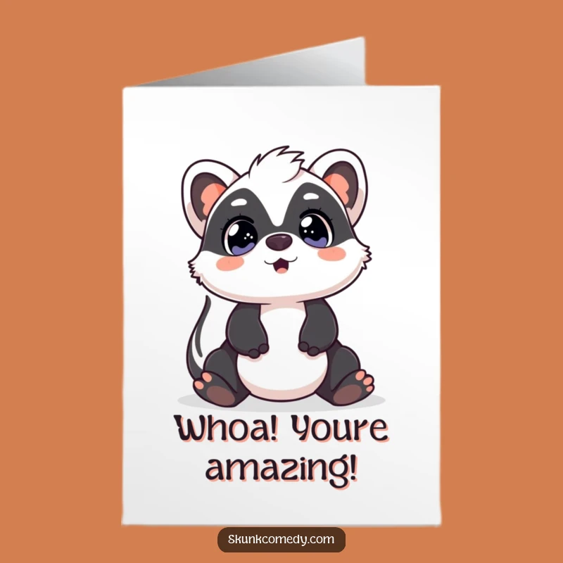 Free Printable Congrats Card: Surprised Kawaii Skunk, Perfect Downloadable Gift